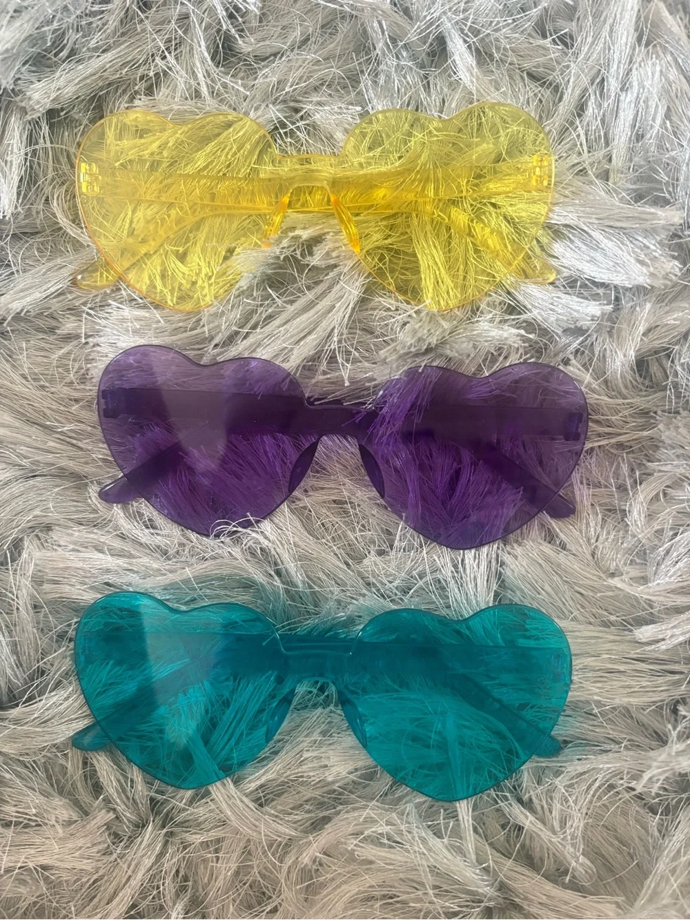 Heart-Shaped Sunglasses – Yellow, Purple, Teal